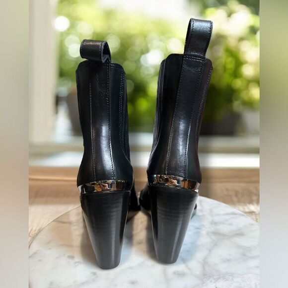 NWT! The KOOPLES $575 Topstiched Leather Wedge Ankle Boots Silver Detail EU 39 - Picture 12 of 16